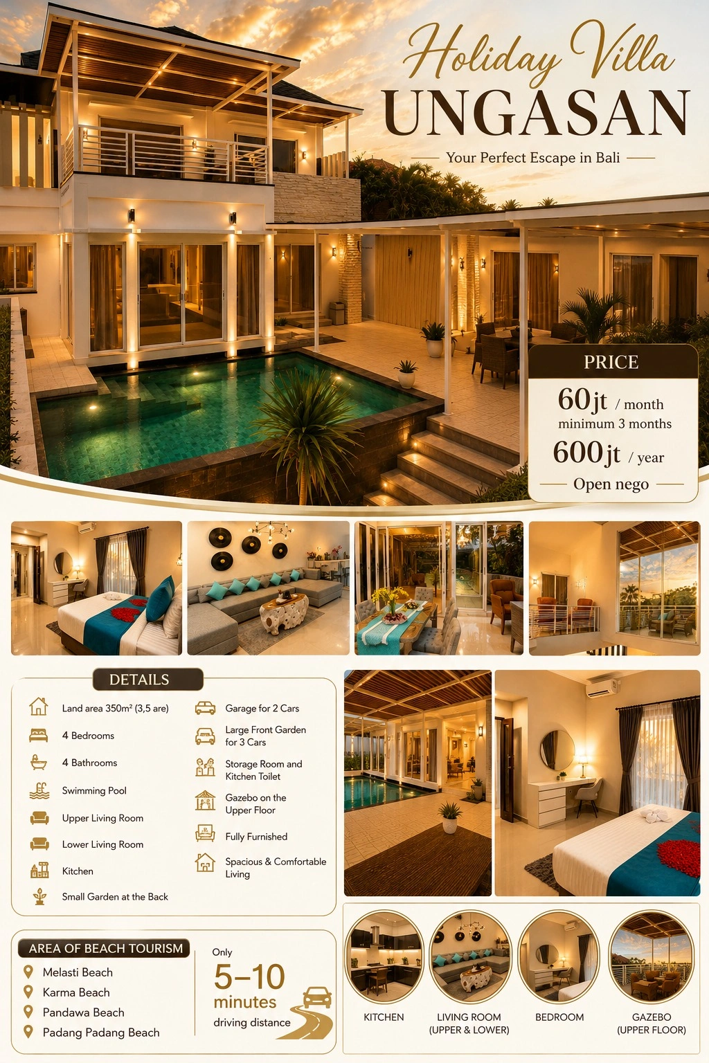 Villa for Rent in Ungasan Bali, 4-bed villa for rent in Uluwatu – photo 12 of 12