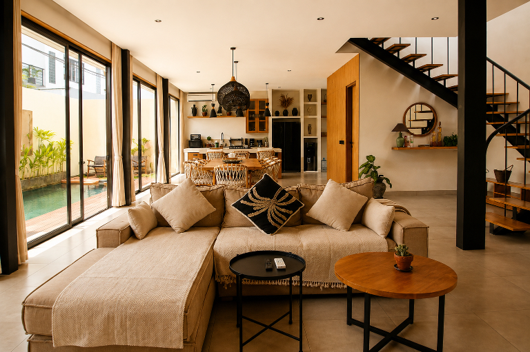 Modern 3BR Villa with Sunset Balcony, Private Pool & Rice Field Views, 3-bed villa for rent in Seseh – photo 11 of 15