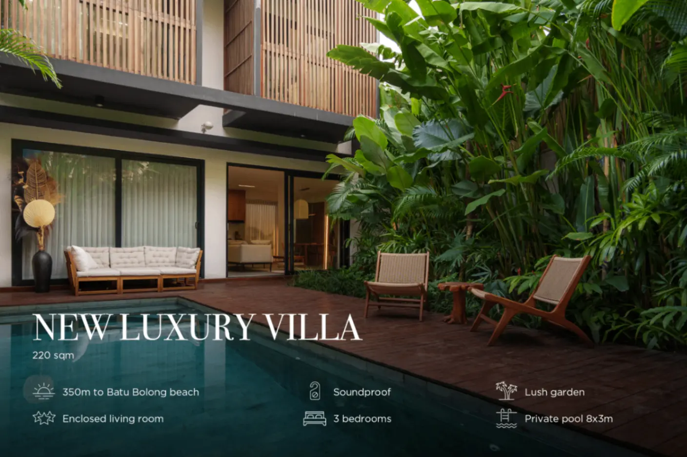 Luxury 350m to BEACH Batu-bolong VILLA at Canggu 3BR, 3-bed villa for rent in Canggu – photo 3 of 15